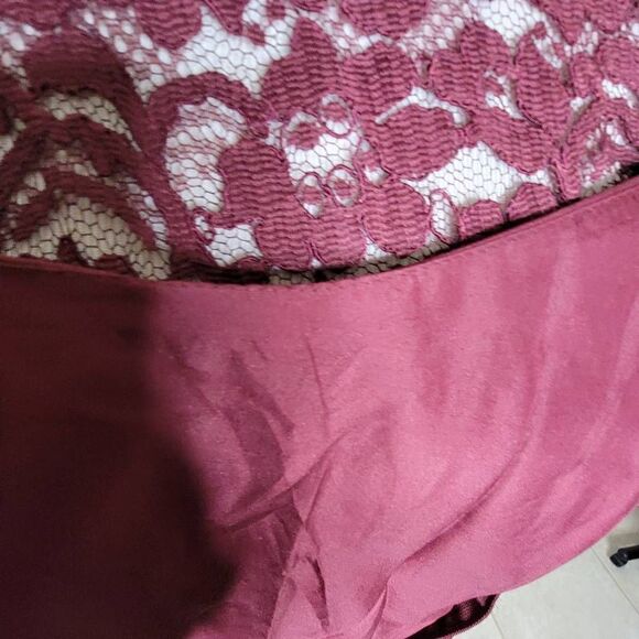 Davids Bridal Lace Top Formal Dress Gown Wine Burgundy 14 - Picture 5 of 15